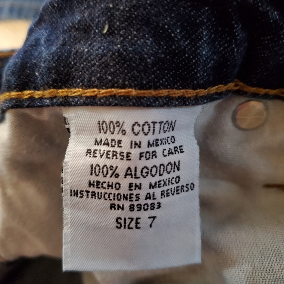 l.e.i. 90s 100% Cotton Big Flare Lowrise Denim Blue Jeans Size 7 - Picture 10 of 12